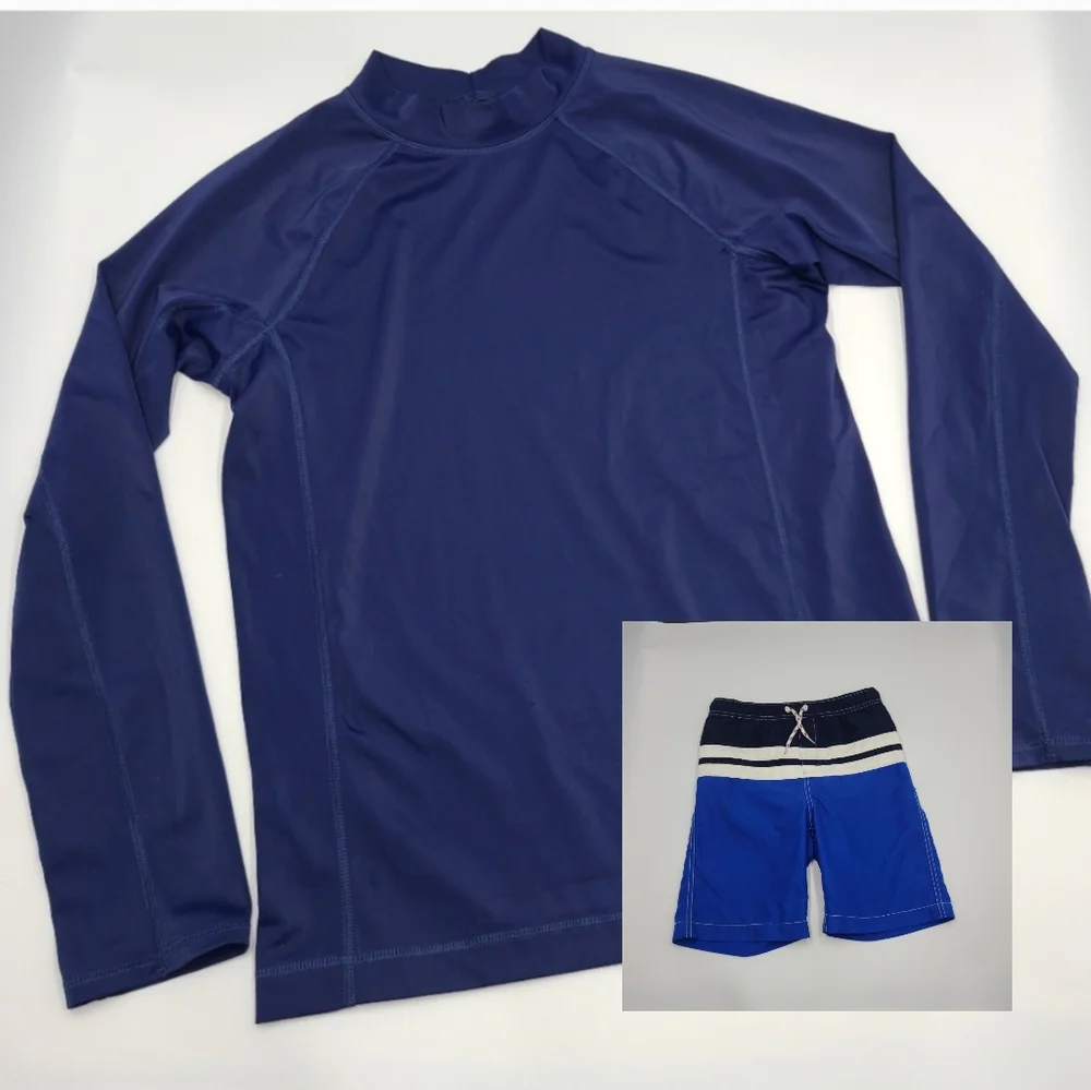 Lands' End boys' rashguard and swim trunks size M